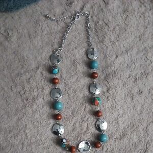 Silver and Turquoise Beaded Necklace